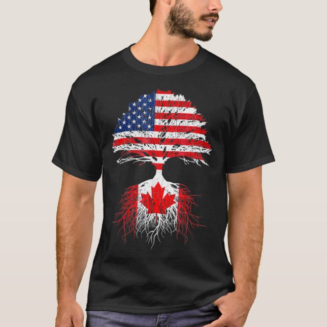Camiseta Canadense Roots American Grown Canada Flag Tshirt (Frente)