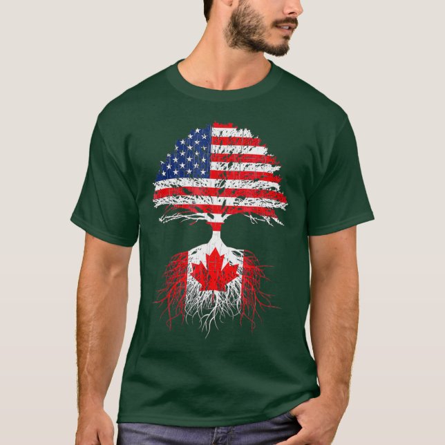 Camiseta Canadense Roots American Grown Canada Flag Tshirt (Frente)