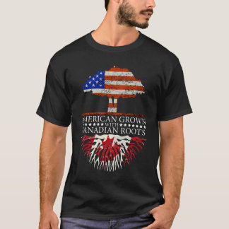 Camiseta Canadense Roots American Grown Tree Flag EUA Canad