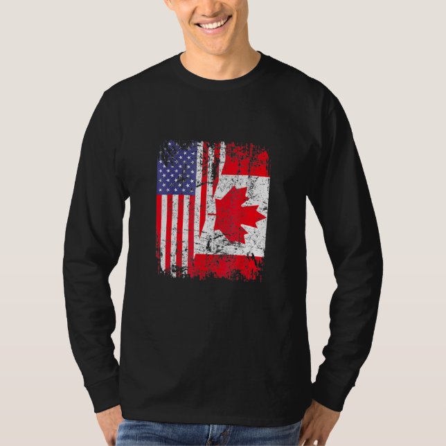 Camiseta Canadense Roots Half American Flag Canadá (Frente)