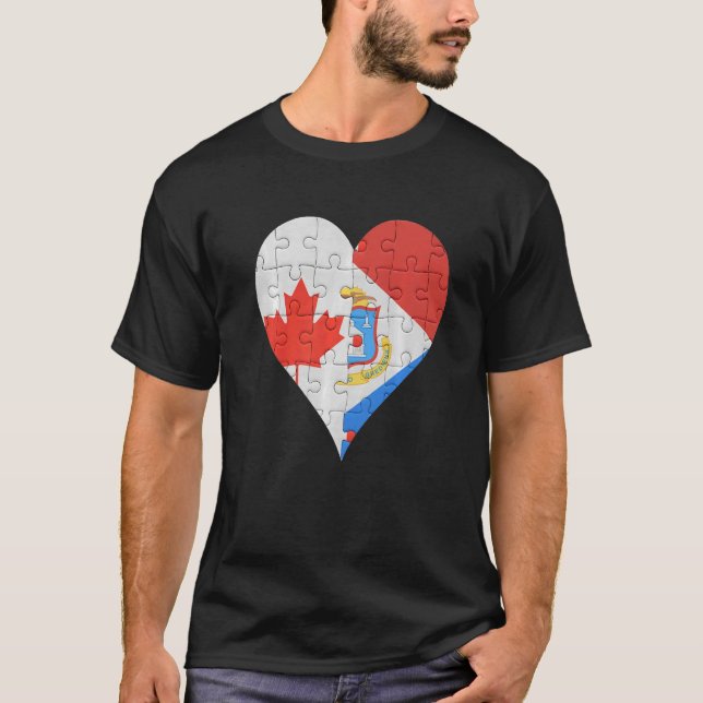 Camiseta Canadense Sint Maartener Flag Heart (Frente)