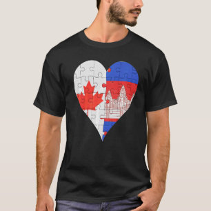 Camiseta Canadian Cambodian Flag Heart