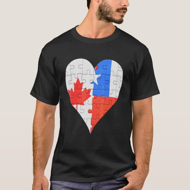 Camiseta Canadian Chilean Flag Heart (Frente)