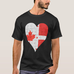 Camiseta Canadian Danish Flag Heart