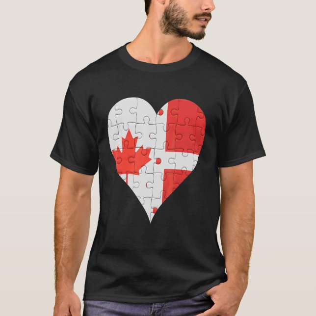 Camiseta Canadian Danish Flag Heart (Frente)