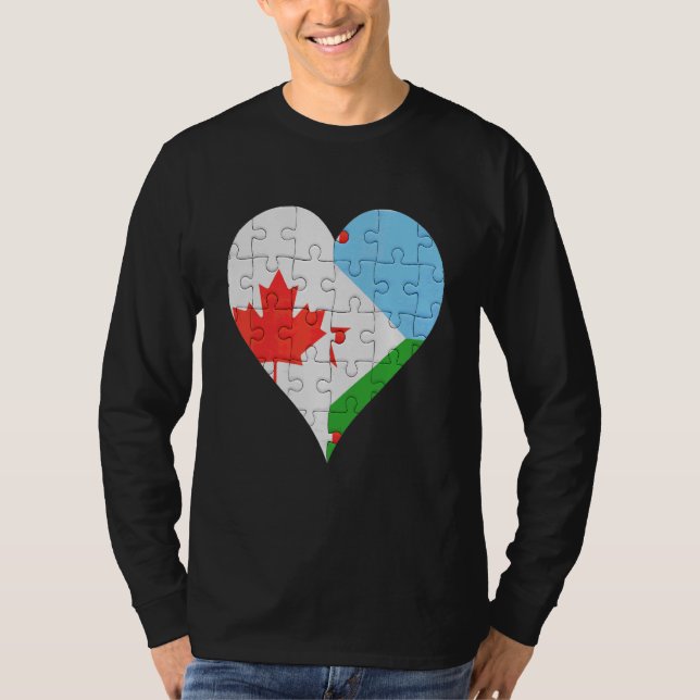 Camiseta Canadian Djiboutian Flag Heart (Frente)