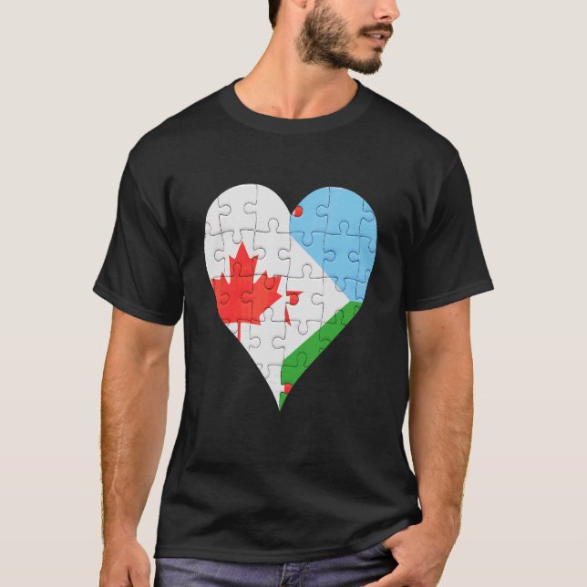 Camiseta Canadian Djiboutian Flag Heart (Frente)