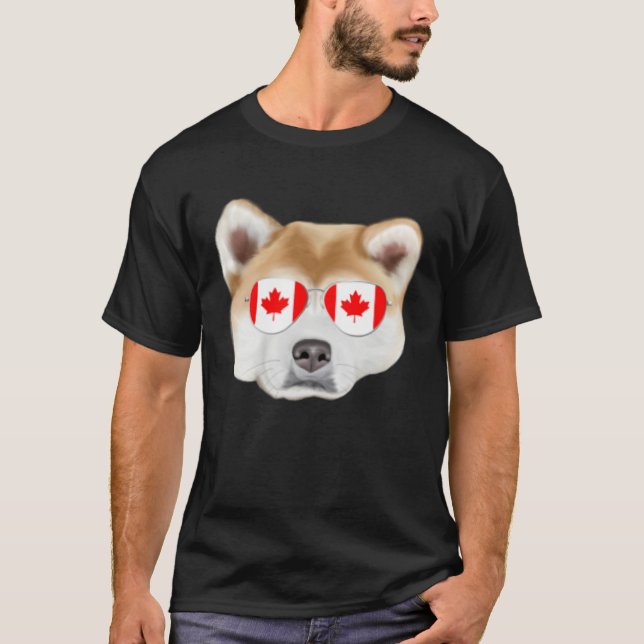 Camiseta Canadian Flag Akita Dog Canada Pocket (Frente)