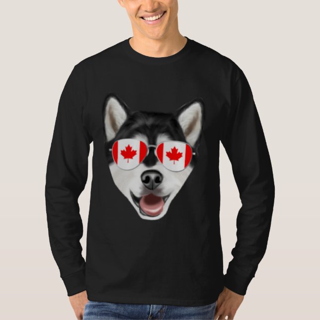 Camiseta Canadian Flag Alaskan Malamute Dog Canada Pocket (Frente)