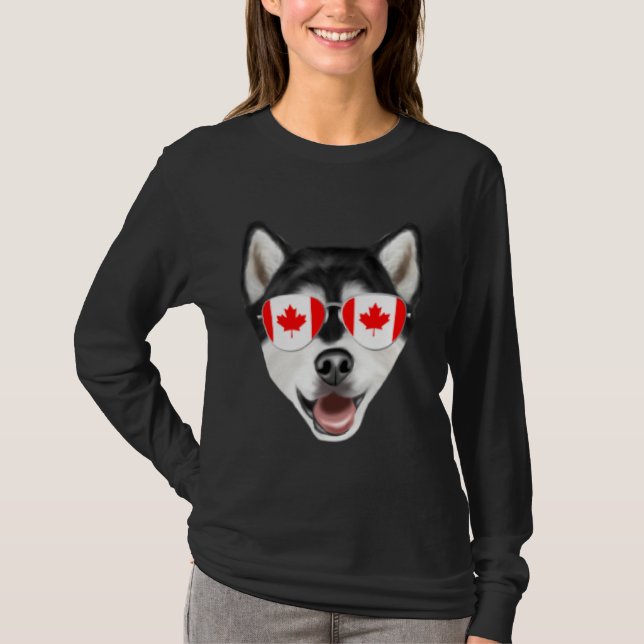 Camiseta Canadian Flag Alaskan Malamute Dog Canada Pocket (Frente)
