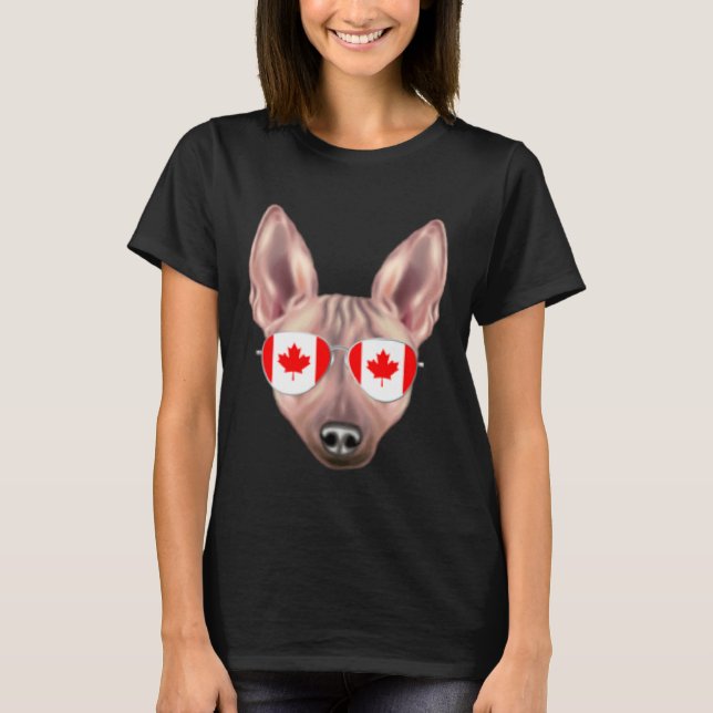 Camiseta Canadian Flag American Hairless Terrier Dog Canada (Frente)