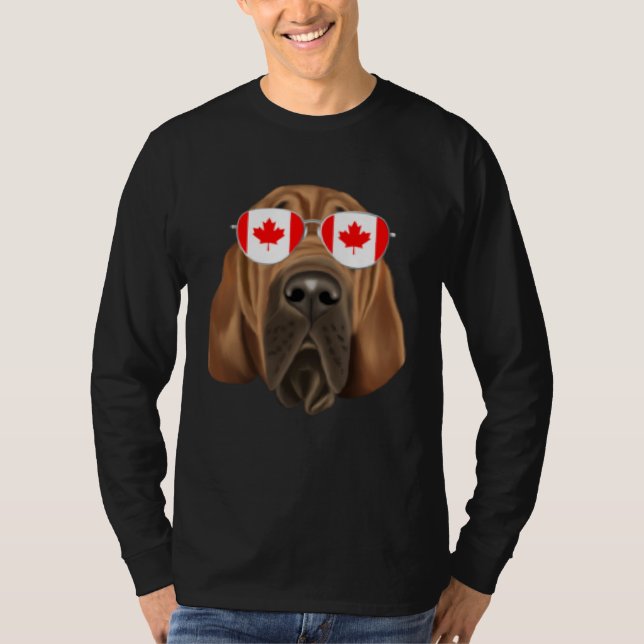 Camiseta Canadian Flag Bloodhound Dog Canada Pocket (Frente)
