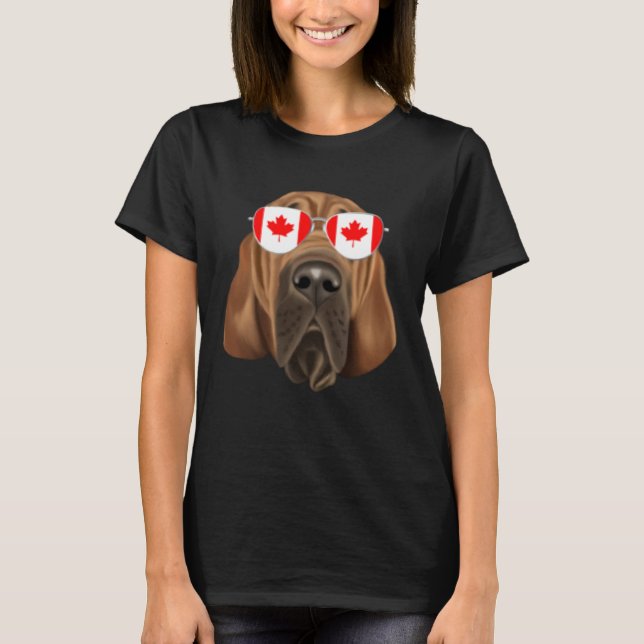 Camiseta Canadian Flag Bloodhound Dog Canada Pocket (Frente)