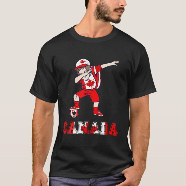 Camiseta Canadian Flag Boy Maple Leaf Canadian Soccer Team (Frente)
