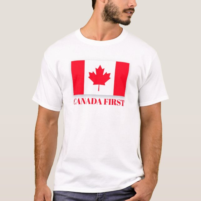 Camiseta Canadian flag. CANADA FIRST. Conservative Canada. (Frente)
