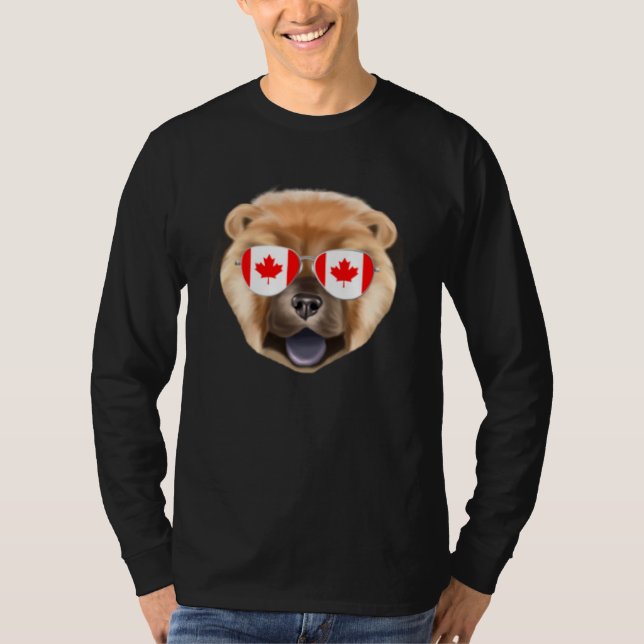 Camiseta Canadian Flag Chow Chow Dog Canada Pocket (Frente)