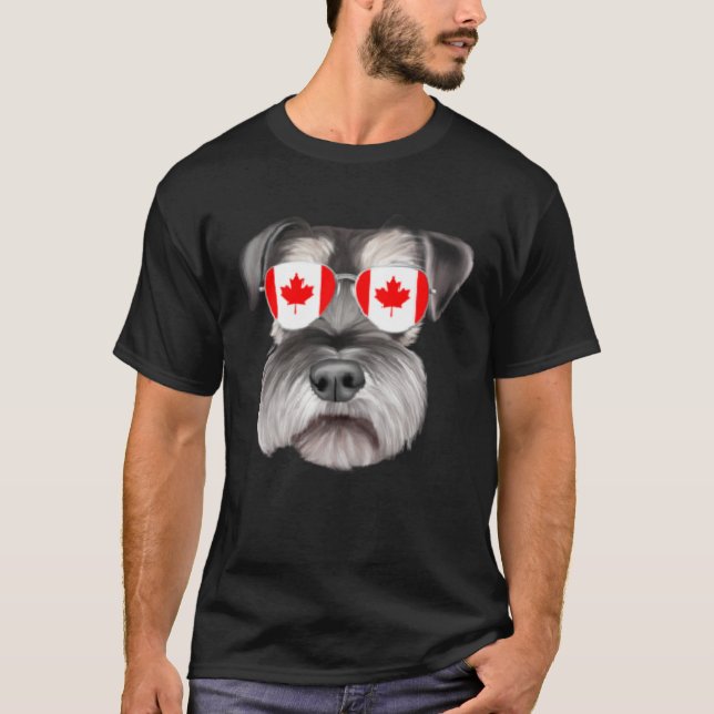 Camiseta Canadian Flag Miniature Schnauzer Dog Canada Pocke (Frente)
