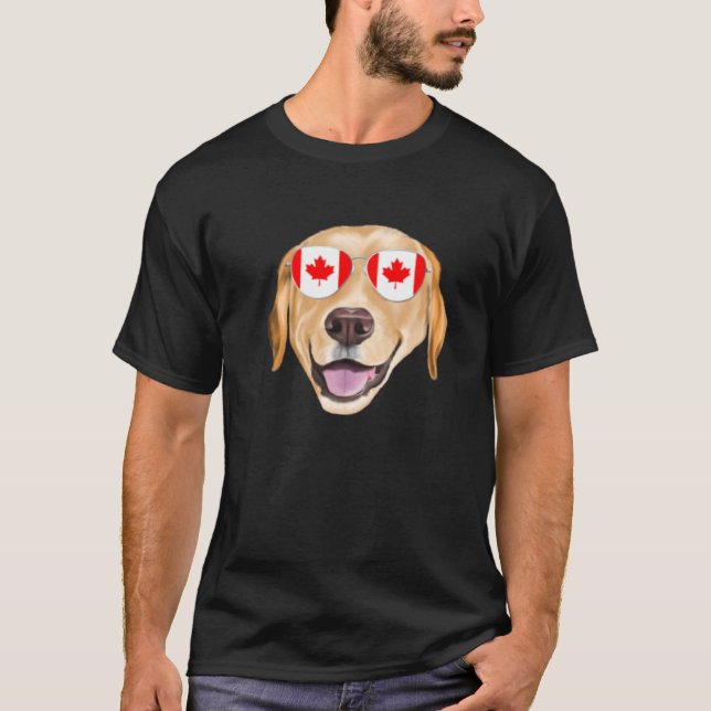 Camiseta Canadian Flag Yellow Labrador Retriever Dog Canada (Frente)