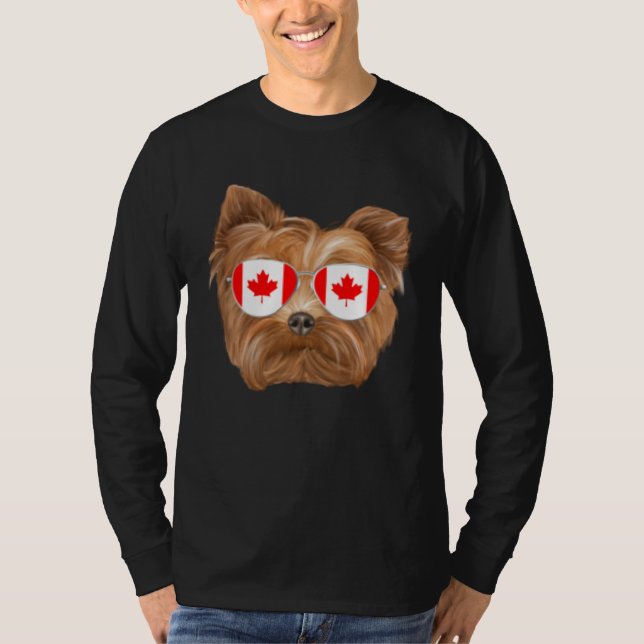 Camiseta Canadian Flag Yorkshire Terrier Dog Canada Pocket (Frente)