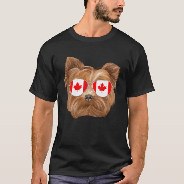 Camiseta Canadian Flag Yorkshire Terrier Dog Canada Pocket (Frente)