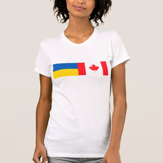 Camiseta Canadian I stand with Ukraine. CAN & UKR flags. (Frente)