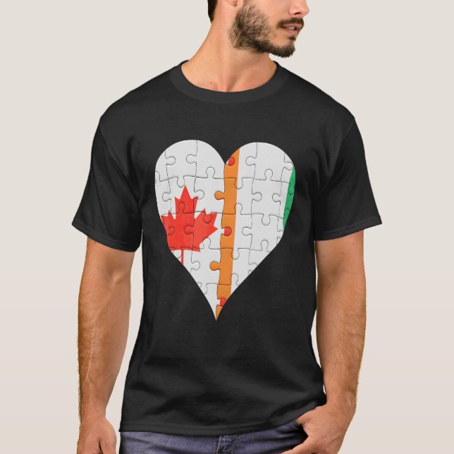 Camiseta Canadian Ivorian Flag Heart (Frente)