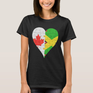 Camiseta Canadian Jamaican Flag Heart