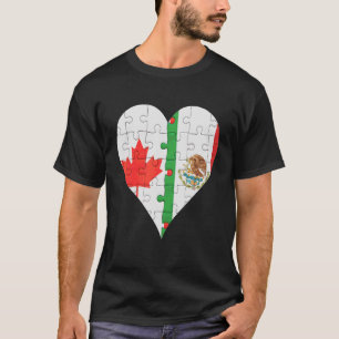 Camiseta Canadian mexicano Flag Heart