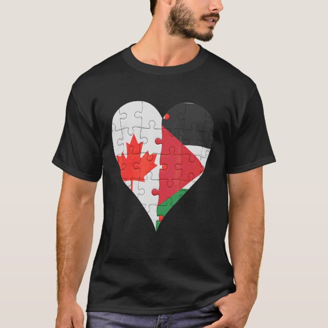 Camiseta Canadian Palestinian Flag Heart (Frente)