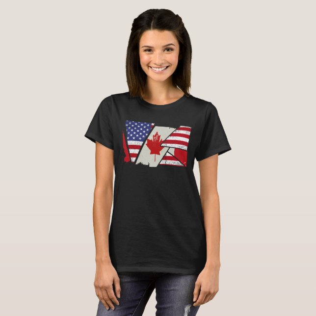 Camiseta Canadian Roots Half American Flag Canada (Frente Completa)