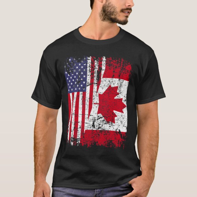 Camiseta CANADIAN ROOTS Half American Flag CANADA T-Shirt (Frente)