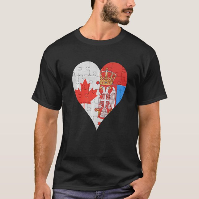Camiseta Canadian Serbian Flag Heart (Frente)
