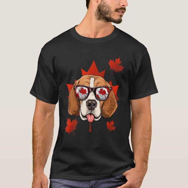 Camiseta Canadiano Beagle Maple Tree Leaf Canada Flag Pet D (Frente)