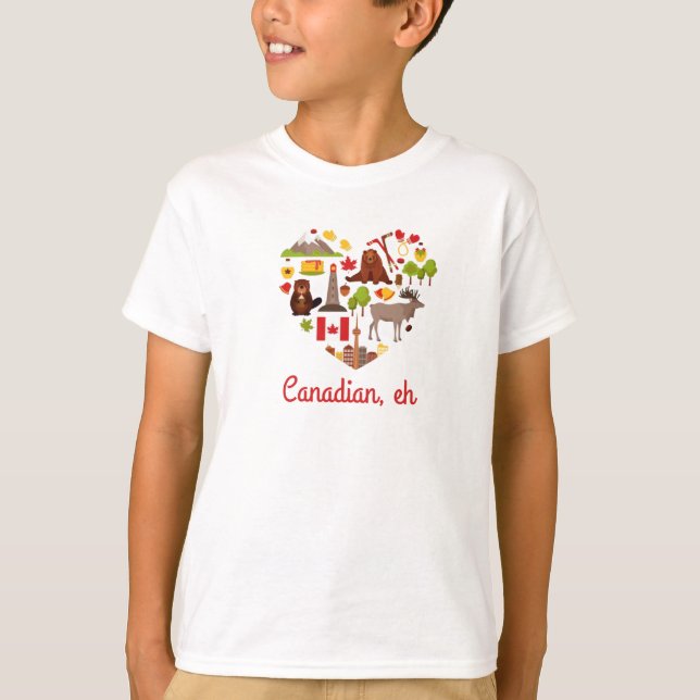Camiseta Canadiano. Coração canadense. (Frente)