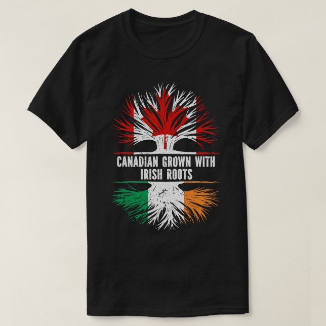 Camiseta Canadiano crescido com a bandeira do Irish Roots C (Frente do Design)