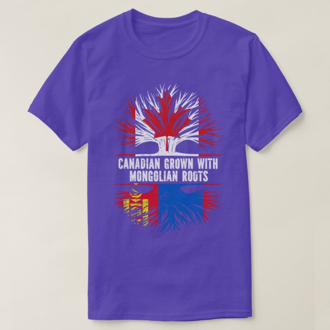 Camiseta Canadiano crescido com a bandeira mongol roots Can (Frente do Design)