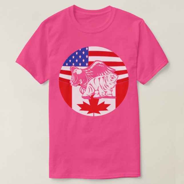 Camiseta Canadiano - Ice Bear American Bald Eagle Flag EUA  (Frente do Design)