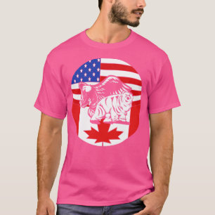 Camiseta Canadiano - Ice Bear American Bald Eagle Flag EUA 