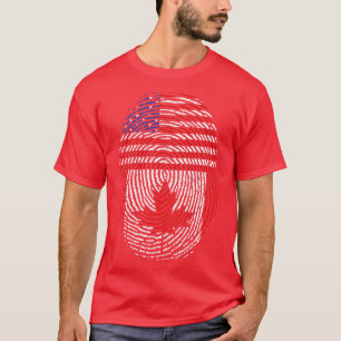 Camiseta Canadiano Maple Leaf US Flag American Fingerprint 