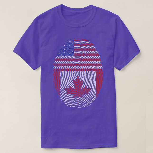 Camiseta Canadiano Maple Leaf US Flag American Fingerprint  (Frente do Design)