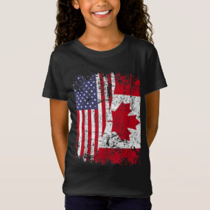 Camiseta CANADIANO ROTA Metade da bandeira americana CANADÁ
