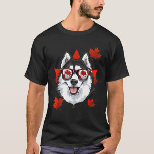 Camiseta Canadiano Siberian Husky Dog Mapeou Folha Patrióti