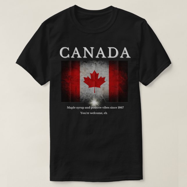 Camiseta Canadiano Xarope Maple E Vibes Positivas Desde 186 (Frente do Design)