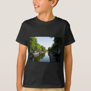 Camiseta Canal de Amsterdã com Barcos e Ponte
