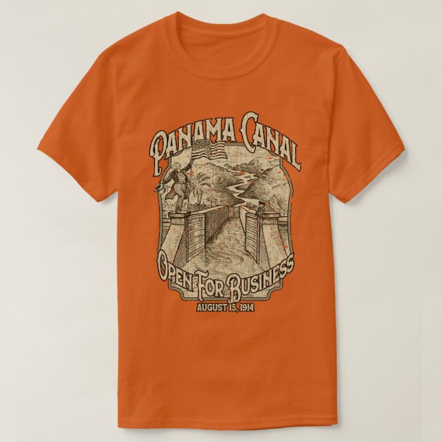 Camiseta Canal Do Panamá Aberto Para Empresas 1914 (Frente do Design)