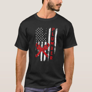 Camiseta Canalizador EUA Flag Pipe Wrench Comerciante canal