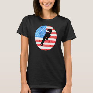 Camiseta Canalizador Pipe Wrenches Pipefitter American Flag