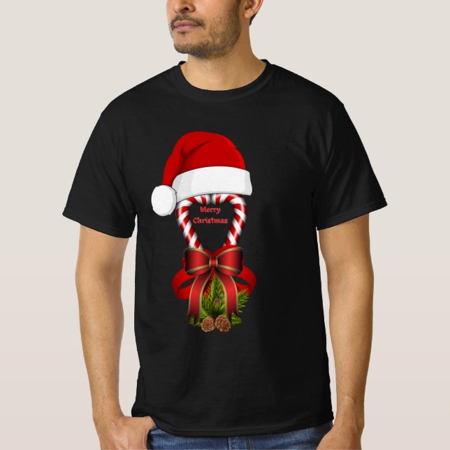 Camiseta Canas de Natal De Pimenta Vermelha Whimsical (Frente)