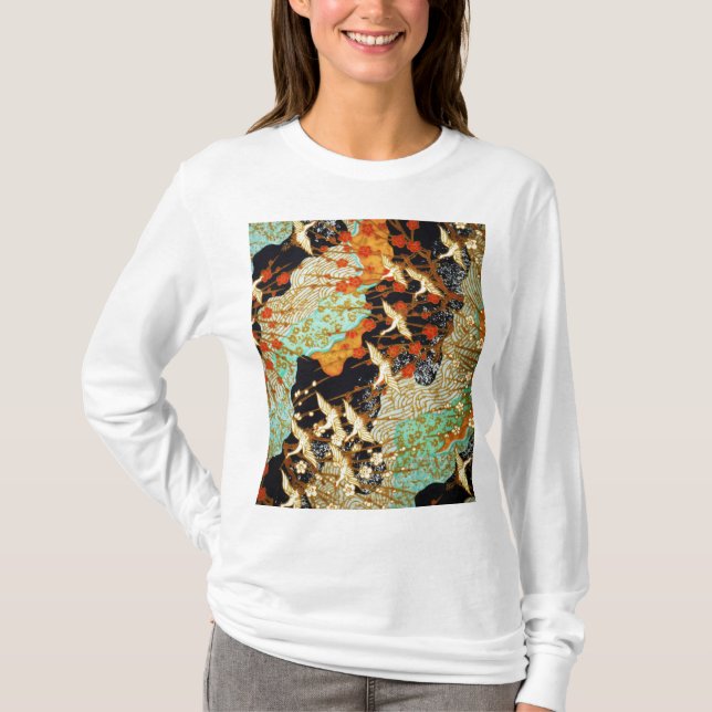 Camiseta CANAS DE VOO COM FLORES DE PRIMAVERA Japonês (Frente)