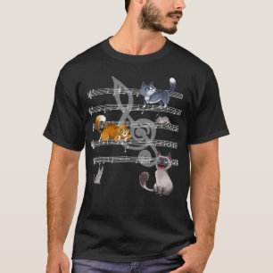 Camiseta Canção do Gatinho de Gatos Reproduzindo com Música